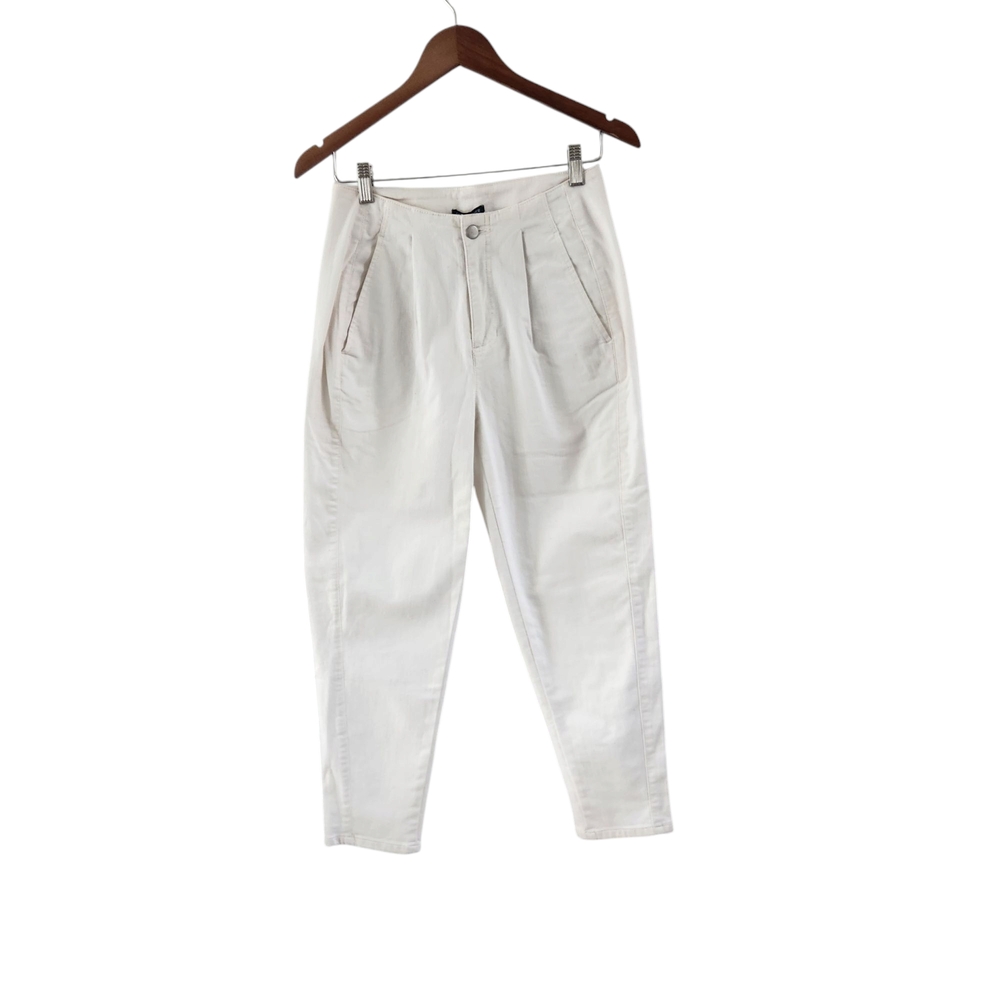 Eileen Fisher Undyed Organic Cotton Denim Tapered Pant Jeans Cream Pleated 6P